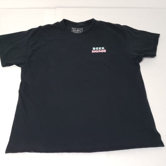Beer Savage crewneck T-Shirt Men's xl Black 100% Cotton preowned - Picture 3 of 8